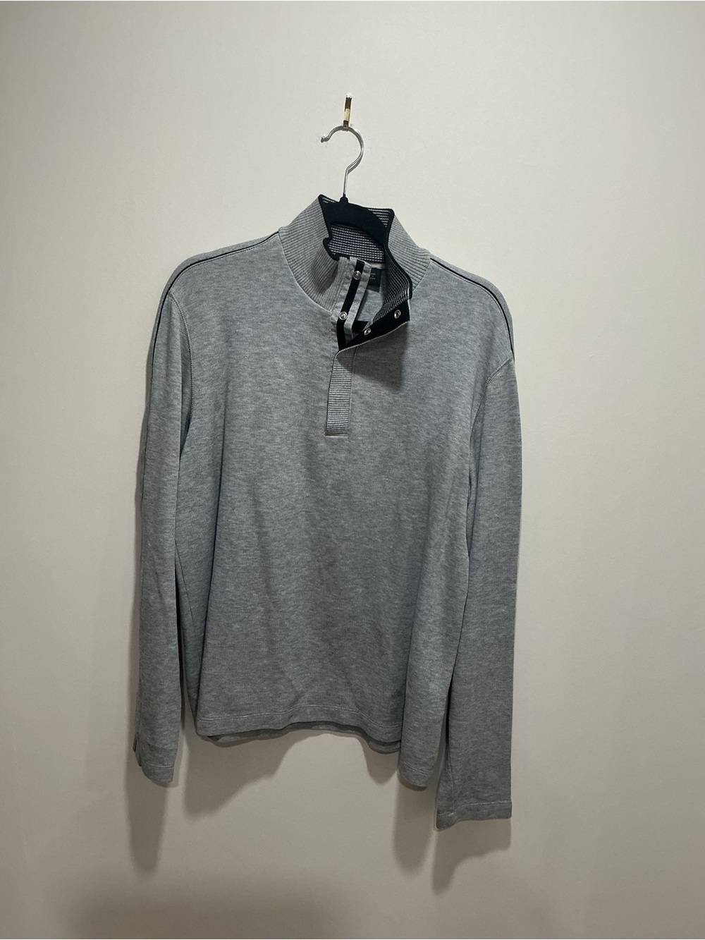 Boss Hugo Bose Light Gray Quarter-Snap Pullover Sweater sizelarge